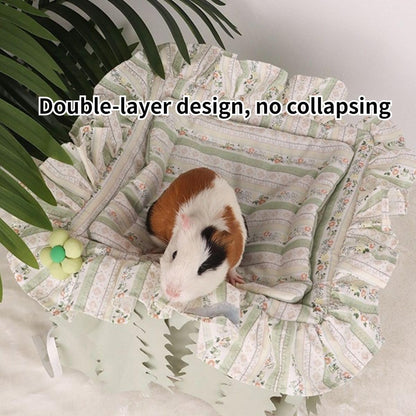 Guinea Pig Bed, Small Animal Bed Guinea Pig Hideout Sleeping Bed for Chinchilla Hamster Rat Guinea Pig Tent with Cushion for All Seasons (Yellow)