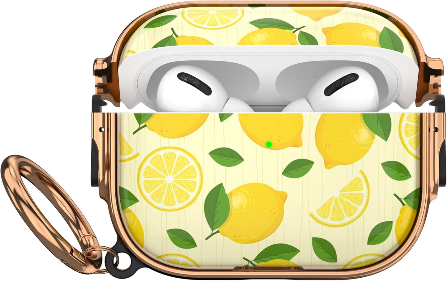 for AirPods Pro 3rd Case with Safety Lock,Magsafe Compatible,Lemon | Double Secure Lock,Drop Protection,Two-Piece Design,with Gold Keychain, Anti Lost, Dustproof, Cute AirPods Pro 3 Case