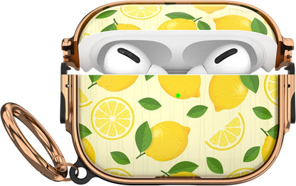 for AirPods Pro 3rd Case with Safety Lock,Magsafe Compatible,Lemon | Double Secure Lock,Drop Protection,Two-Piece Design,with Gold Keychain, Anti Lost, Dustproof, Cute AirPods Pro 3 Case