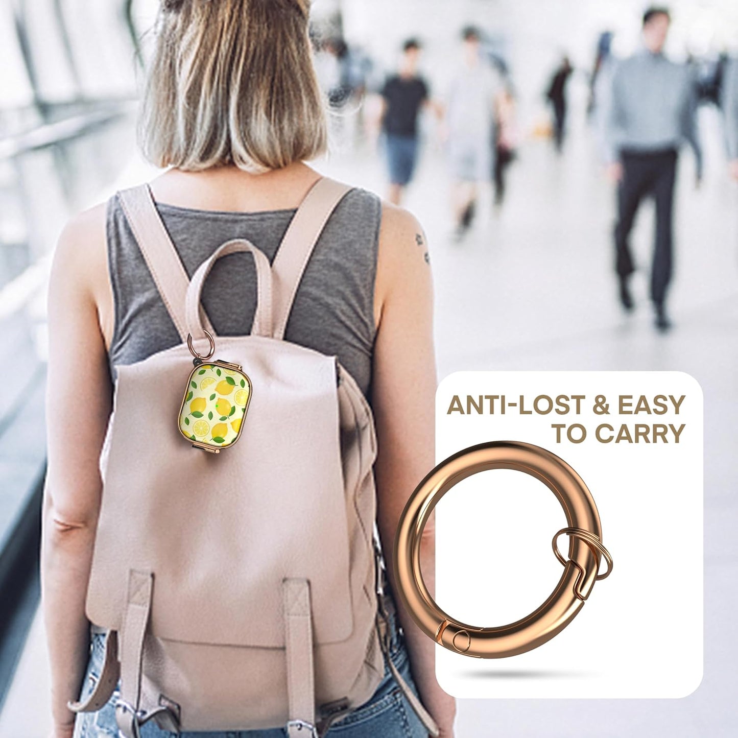 for AirPods Pro 3rd Case with Safety Lock,Magsafe Compatible,Lemon | Double Secure Lock,Drop Protection,Two-Piece Design,with Gold Keychain, Anti Lost, Dustproof, Cute AirPods Pro 3 Case