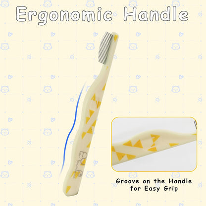 Andiker Small Dog Comb, Cat Comb with Curved Stainless Steel Rounded Tips Fine Tooth Ergonomic Handle Practical Pet Comb for Dogs Cats Grooming Removing Tear Stain (Yellow)