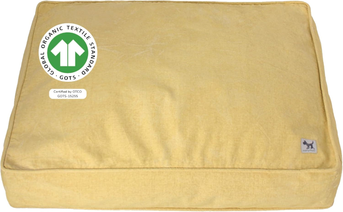 Elysium Dog Bed Duvet Cover, GOTS-Certified 100% Cotton Canvas Cover for Dog, Puppy, or Cat Bed, Durable, Washable, and Free of Harmful Chemicals, Medium/Large, 27"x36"x5", Yellow