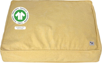 Elysium Dog Bed Duvet Cover, GOTS-Certified 100% Cotton Canvas Cover for Dog, Puppy, or Cat Bed, Durable, Washable, and Free of Harmful Chemicals, Medium/Large, 27"x36"x5", Yellow
