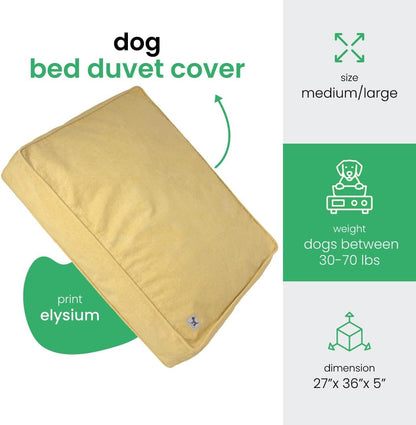 Elysium Dog Bed Duvet Cover, GOTS-Certified 100% Cotton Canvas Cover for Dog, Puppy, or Cat Bed, Durable, Washable, and Free of Harmful Chemicals, Medium/Large, 27"x36"x5", Yellow