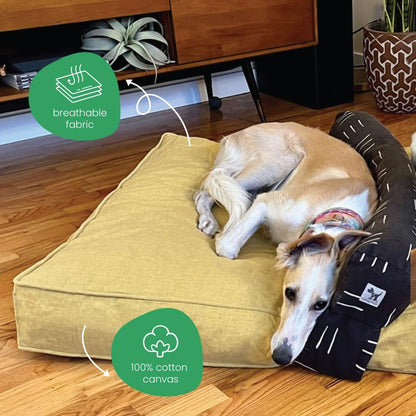 Elysium Dog Bed Duvet Cover, GOTS-Certified 100% Cotton Canvas Cover for Dog, Puppy, or Cat Bed, Durable, Washable, and Free of Harmful Chemicals, Medium/Large, 27"x36"x5", Yellow