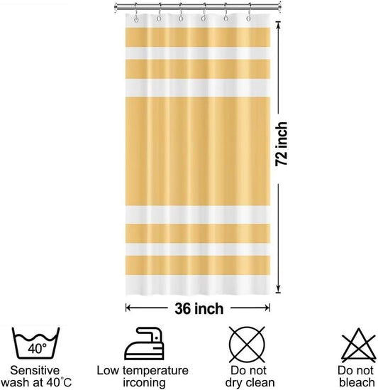 White Yellow Shower Curtain for Bathroom 36x72inches Boho Yellow and White Striped Stall RV Waffle Shower Curtain Set with Hooks Bohemia Geometric Decor Waterproof Fabric Shower Curtain