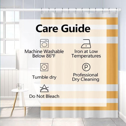 White Yellow Shower Curtain for Bathroom 36x72inches Boho Yellow and White Striped Stall RV Waffle Shower Curtain Set with Hooks Bohemia Geometric Decor Waterproof Fabric Shower Curtain