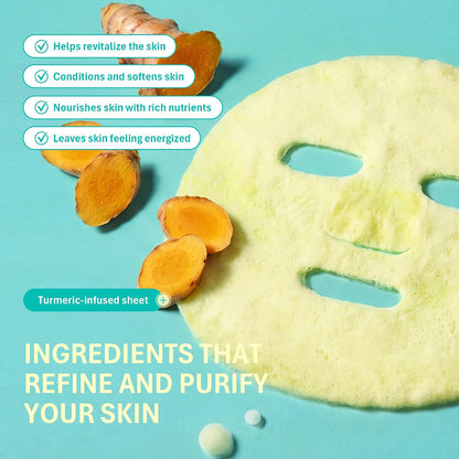 Turmeric Bubble Face Mask, Deep Cleansing for Anti-Aging and Revitalizing, Korean Skincare for Dull and Tired Skin (5 Pack)