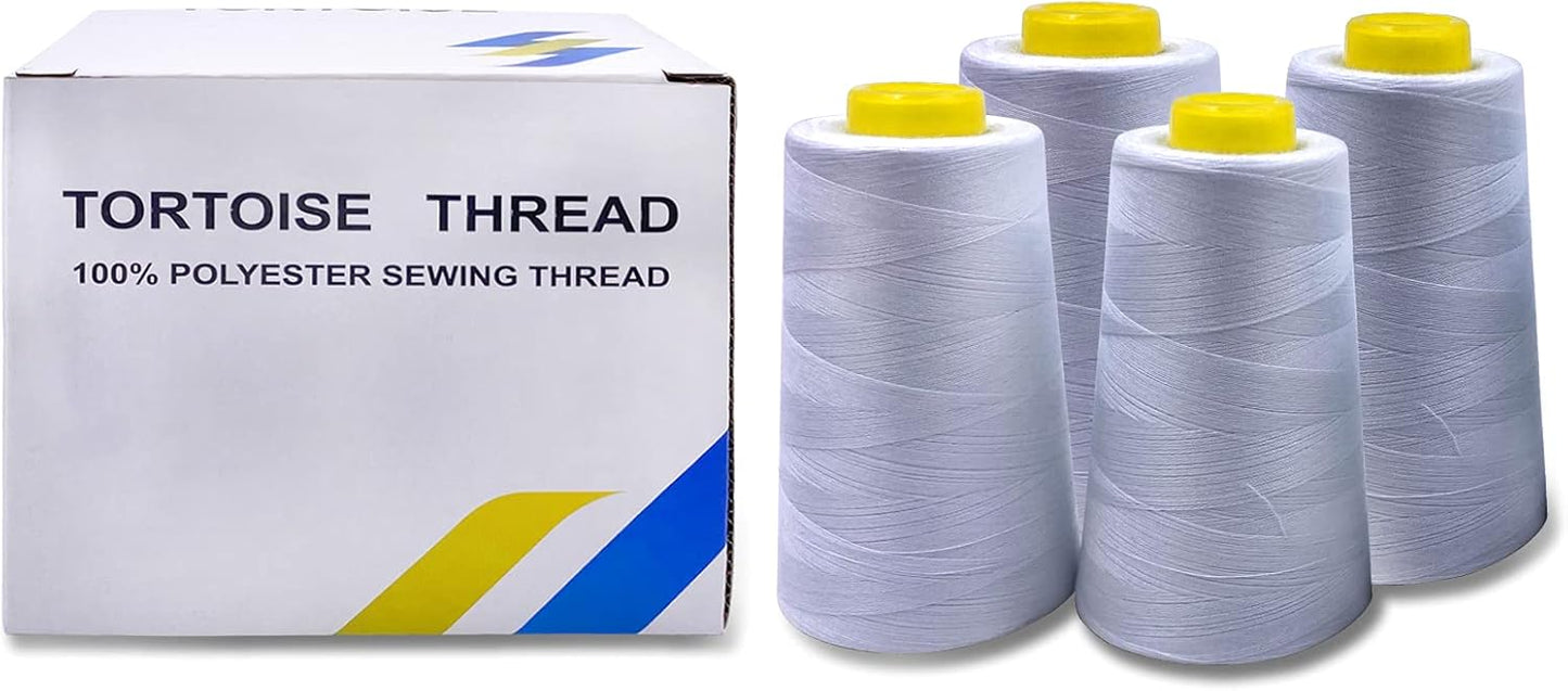 Tortoise 4 Cones of 3000 Yards Each Spool Thread for All Purpose, Serger, Overlock, Quilting, Sewing Machine - 100% Polyester - 40S/2 Yellow