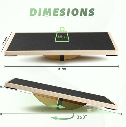 Professional Wooden Balance Board for Adults-Anti-Slip 350LBS Wobble Board for Physical Therapy Standing Desk Core Strength-Rocker Board Balancing Board(360 Degree Rotation)