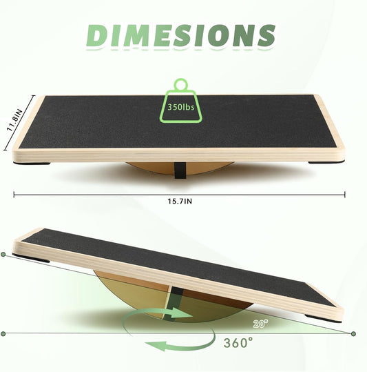 Professional Wooden Balance Board for Adults-Anti-Slip 350LBS Wobble Board for Physical Therapy Standing Desk Core Strength-Rocker Board Balancing Board(360 Degree Rotation)