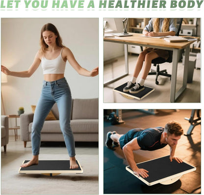Professional Wooden Balance Board for Adults-Anti-Slip 350LBS Wobble Board for Physical Therapy Standing Desk Core Strength-Rocker Board Balancing Board(360 Degree Rotation)