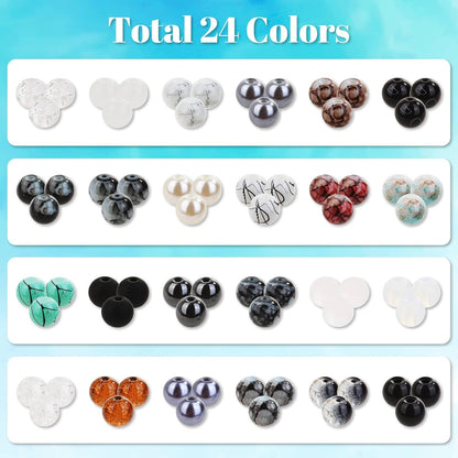 720pcs 8mm Glass Beads for Jewelry - 24 Color Loose Beads for Bracelets, Earrings, Necklaces - Jewelry Making Supplies, Orange and Yellow