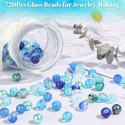 720pcs 8mm Glass Beads for Jewelry - 24 Color Loose Beads for Bracelets, Earrings, Necklaces - Jewelry Making Supplies, Orange and Yellow