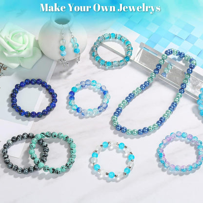 720pcs 8mm Glass Beads for Jewelry - 24 Color Loose Beads for Bracelets, Earrings, Necklaces - Jewelry Making Supplies, Orange and Yellow