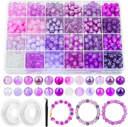 720pcs 8mm Glass Beads for Jewelry - 24 Color Loose Beads for Bracelets, Earrings, Necklaces - Jewelry Making Supplies, Orange and Yellow