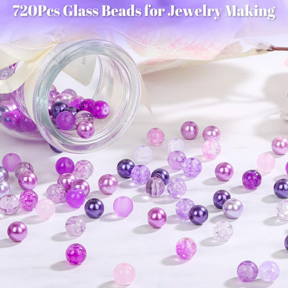 720pcs 8mm Glass Beads for Jewelry - 24 Color Loose Beads for Bracelets, Earrings, Necklaces - Jewelry Making Supplies, Orange and Yellow