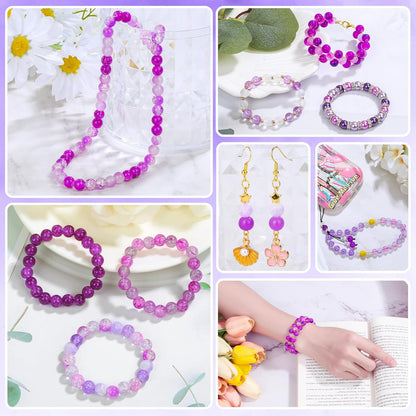 720pcs 8mm Glass Beads for Jewelry - 24 Color Loose Beads for Bracelets, Earrings, Necklaces - Jewelry Making Supplies, Orange and Yellow