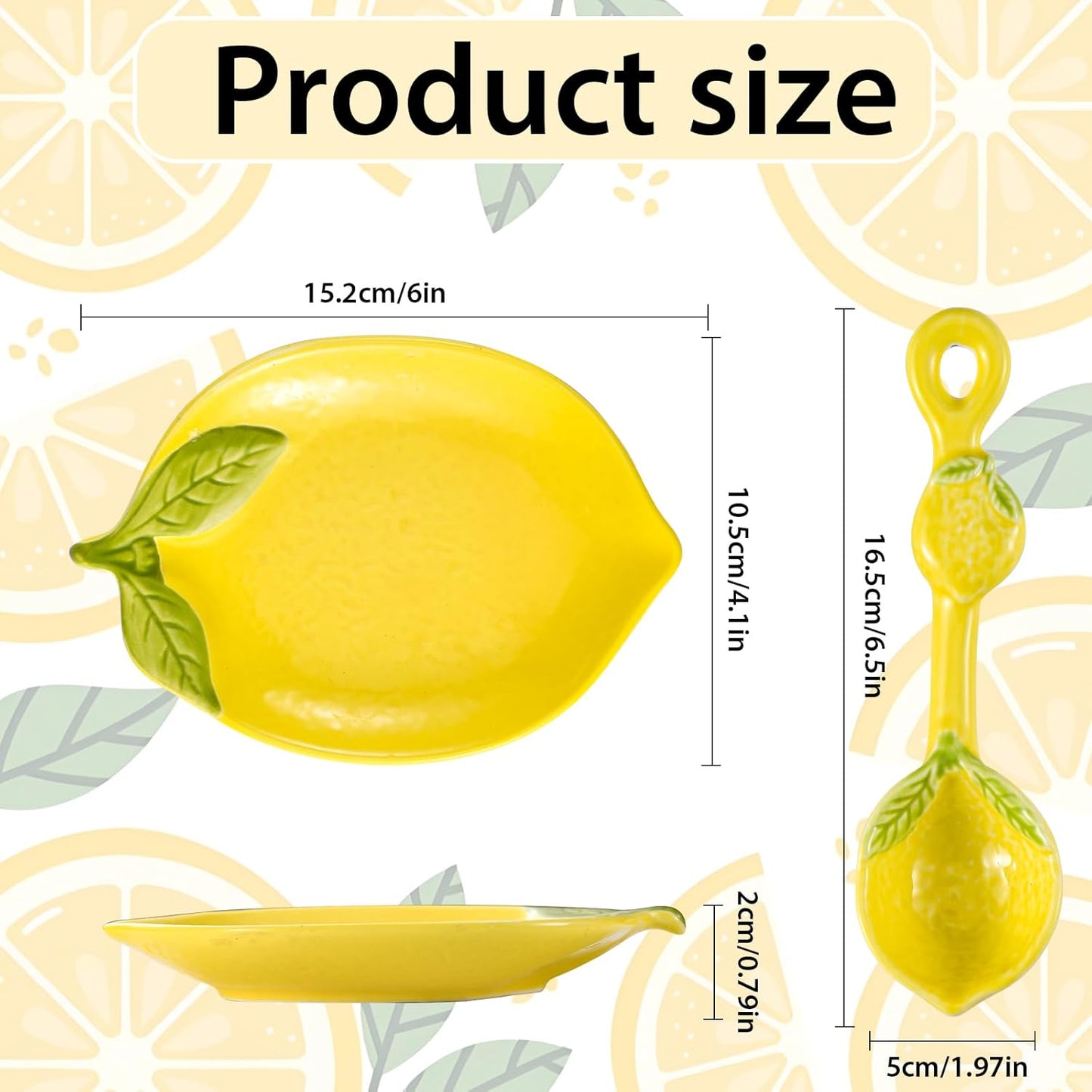 Lemon Ceramic Spoon Rest for Stove Top & Kitchen Counter, Cute lemon decor & accessories for Countertop, Great for Salad, Fruit, Dessert, Functional Kitchen Utensils with Charming Style