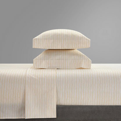 Samara 4 Piece Sheet Set Super Soft Unique Striped Pattern Print Design – Includes 1 Flat, 1 Fitted Sheet, and 2 Pillowcases, Queen, Yellow