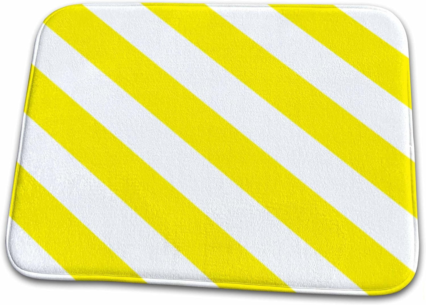 Dish Drying Mat - Mustard yellow and white diagonal stripe pattern - striped stripy bold simple retro monochrome Stripe Patterns