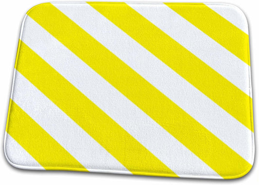 Dish Drying Mat - Mustard yellow and white diagonal stripe pattern - striped stripy bold simple retro monochrome Stripe Patterns
