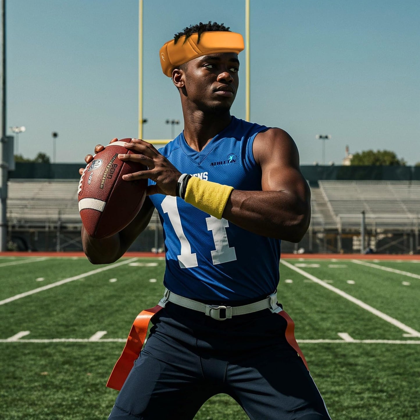 Soft Shell Flag Football Helmet, 7v7 Headgear | High-density foam padding; flex-fit stretch shell, no straps; breathable, moisture-wicking, light for 7v7 & multi-sport