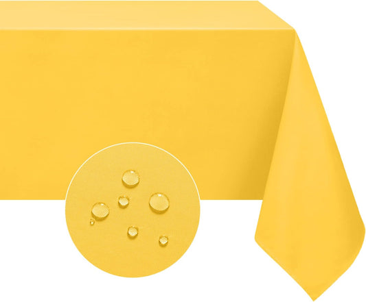 Rectangle Tablecloth, Waterproof Table Cloths Wrinkle Free Fabric Washable Polyester Table Cover for Dining Tables Party Outdoor Camping Parties Buffet - 60 x 84 inch, Yellow