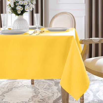 Rectangle Tablecloth, Waterproof Table Cloths Wrinkle Free Fabric Washable Polyester Table Cover for Dining Tables Party Outdoor Camping Parties Buffet - 60 x 84 inch, Yellow