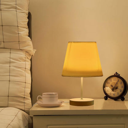 Lemon Yellow Bedside Table Lamp for Bedroom Nightstand Lamp Fabric Lampshade Desk Lamp for Dorm Office Home