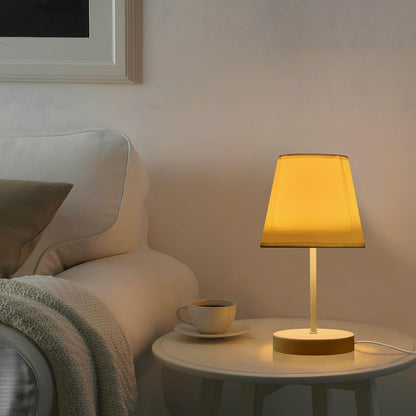 Lemon Yellow Bedside Table Lamp for Bedroom Nightstand Lamp Fabric Lampshade Desk Lamp for Dorm Office Home