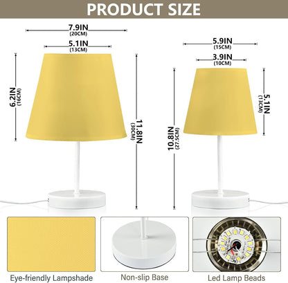 Lemon Yellow Bedside Table Lamp for Bedroom Nightstand Lamp Fabric Lampshade Desk Lamp for Dorm Office Home