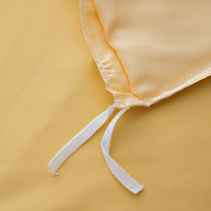 Silk Satin Duvet Cover Set King Size Solid Color Yellow Summer Bedding Set Reversible Modern Simple Silk Like Smooth Quilt Comforter Cover (1 Duvet Cover + 2 Pillow Shams) with Zip