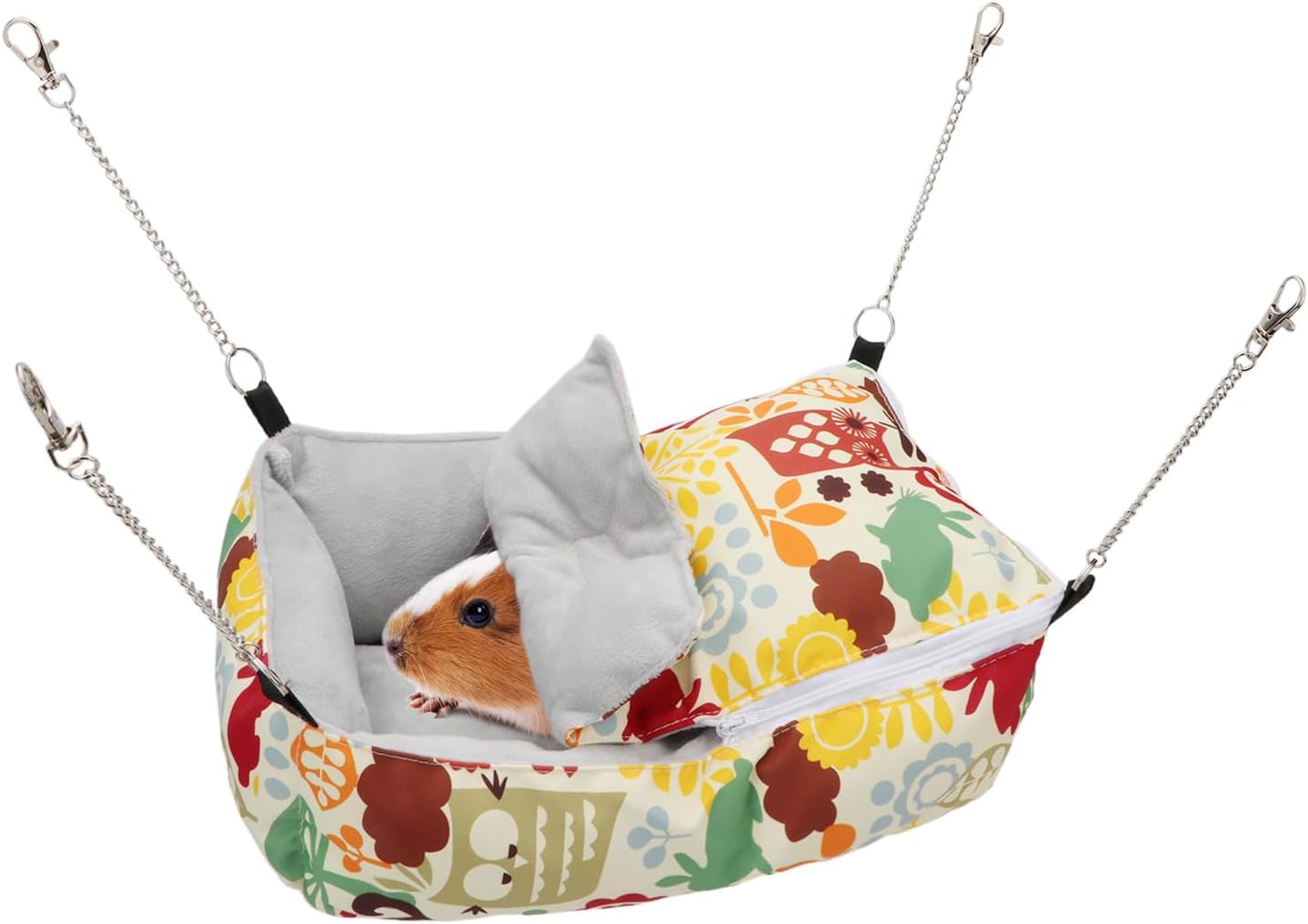 Guinea Pig Bed Warm Hammock Snuggle Bed for Young Guinea Pig Small Ferret Rat Sugar Glider Squirrel (Yellow)