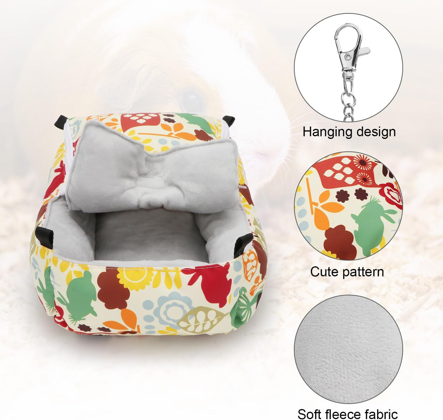 Guinea Pig Bed Warm Hammock Snuggle Bed for Young Guinea Pig Small Ferret Rat Sugar Glider Squirrel (Yellow)