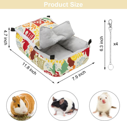 Guinea Pig Bed Warm Hammock Snuggle Bed for Young Guinea Pig Small Ferret Rat Sugar Glider Squirrel (Yellow)
