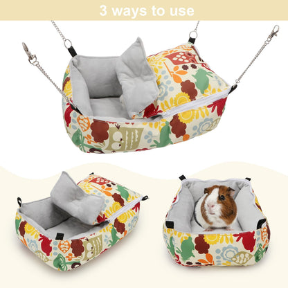 Guinea Pig Bed Warm Hammock Snuggle Bed for Young Guinea Pig Small Ferret Rat Sugar Glider Squirrel (Yellow)
