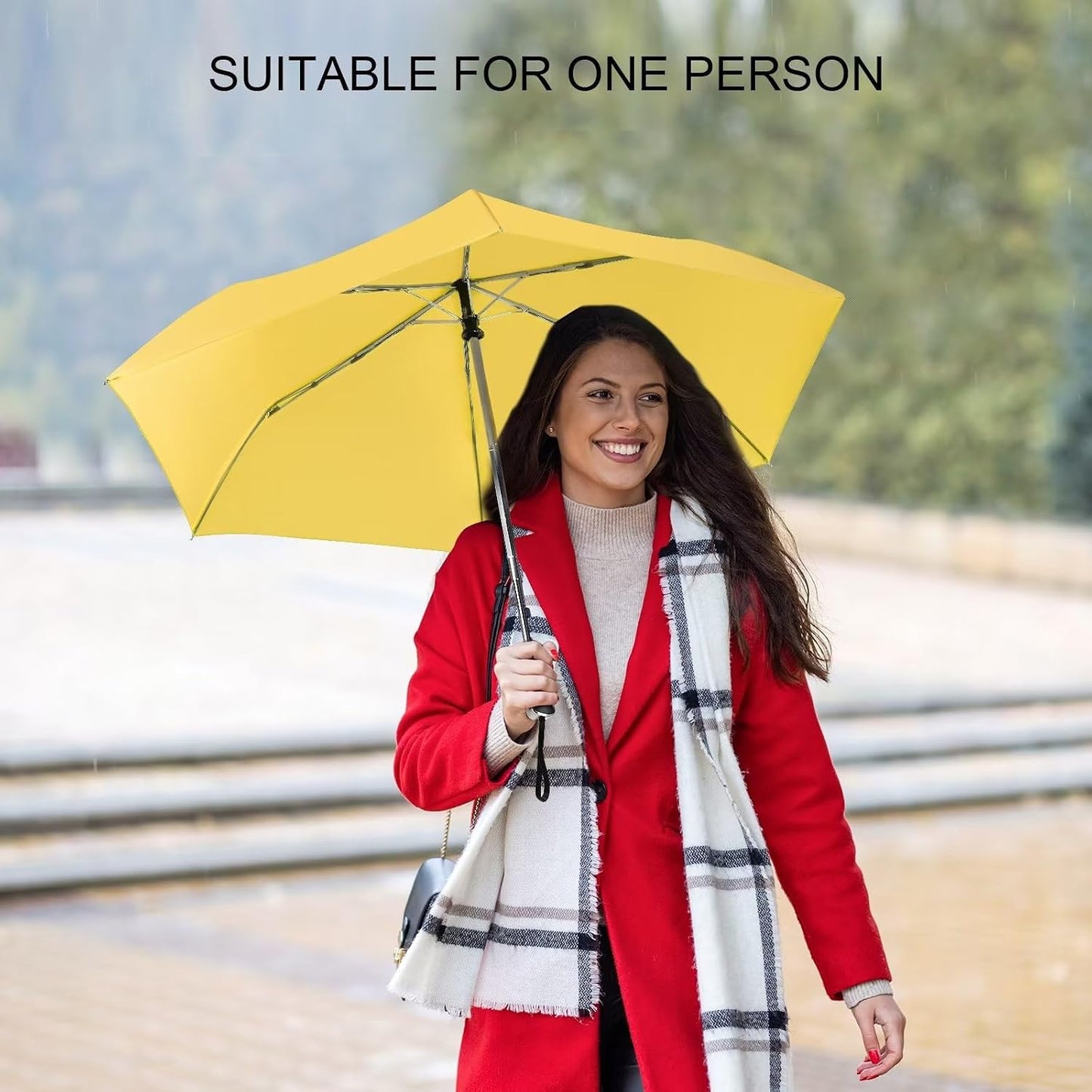 Automatic Lightweight Travel Flat Umbrella Compact Folding for Pocket | 42 inch arc automatic open close compact pocket size lightweight carry for backpack，travel/commute and light rain
