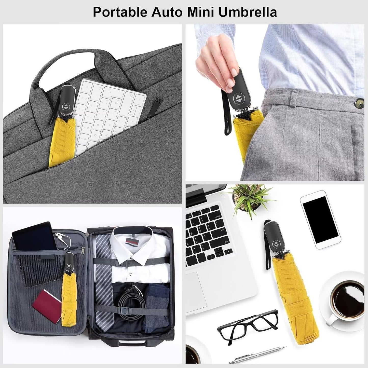 Automatic Lightweight Travel Flat Umbrella Compact Folding for Pocket | 42 inch arc automatic open close compact pocket size lightweight carry for backpack，travel/commute and light rain