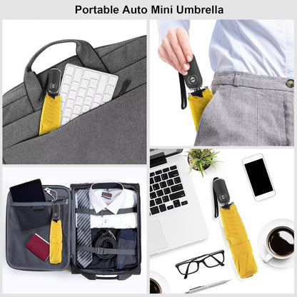 Automatic Lightweight Travel Flat Umbrella Compact Folding for Pocket | 42 inch arc automatic open close compact pocket size lightweight carry for backpack，travel/commute and light rain