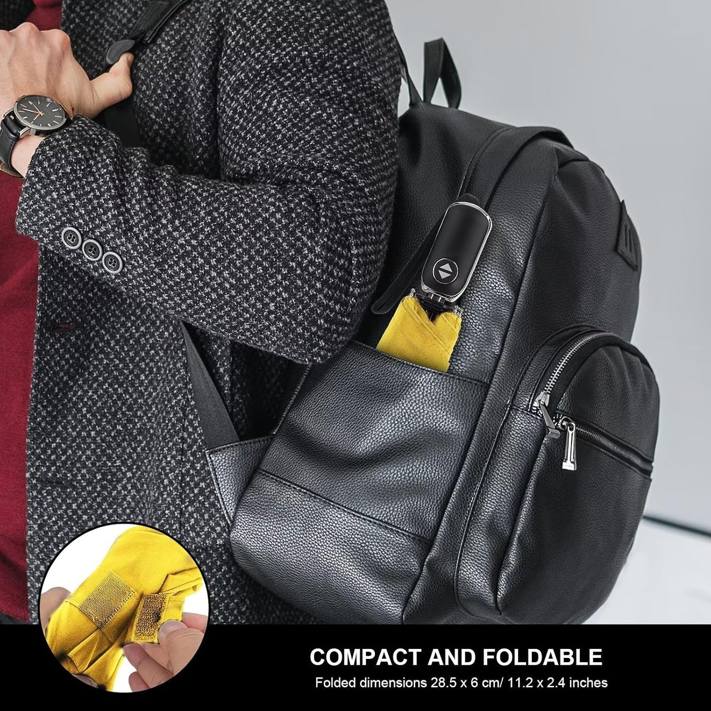 Automatic Lightweight Travel Flat Umbrella Compact Folding for Pocket | 42 inch arc automatic open close compact pocket size lightweight carry for backpack，travel/commute and light rain