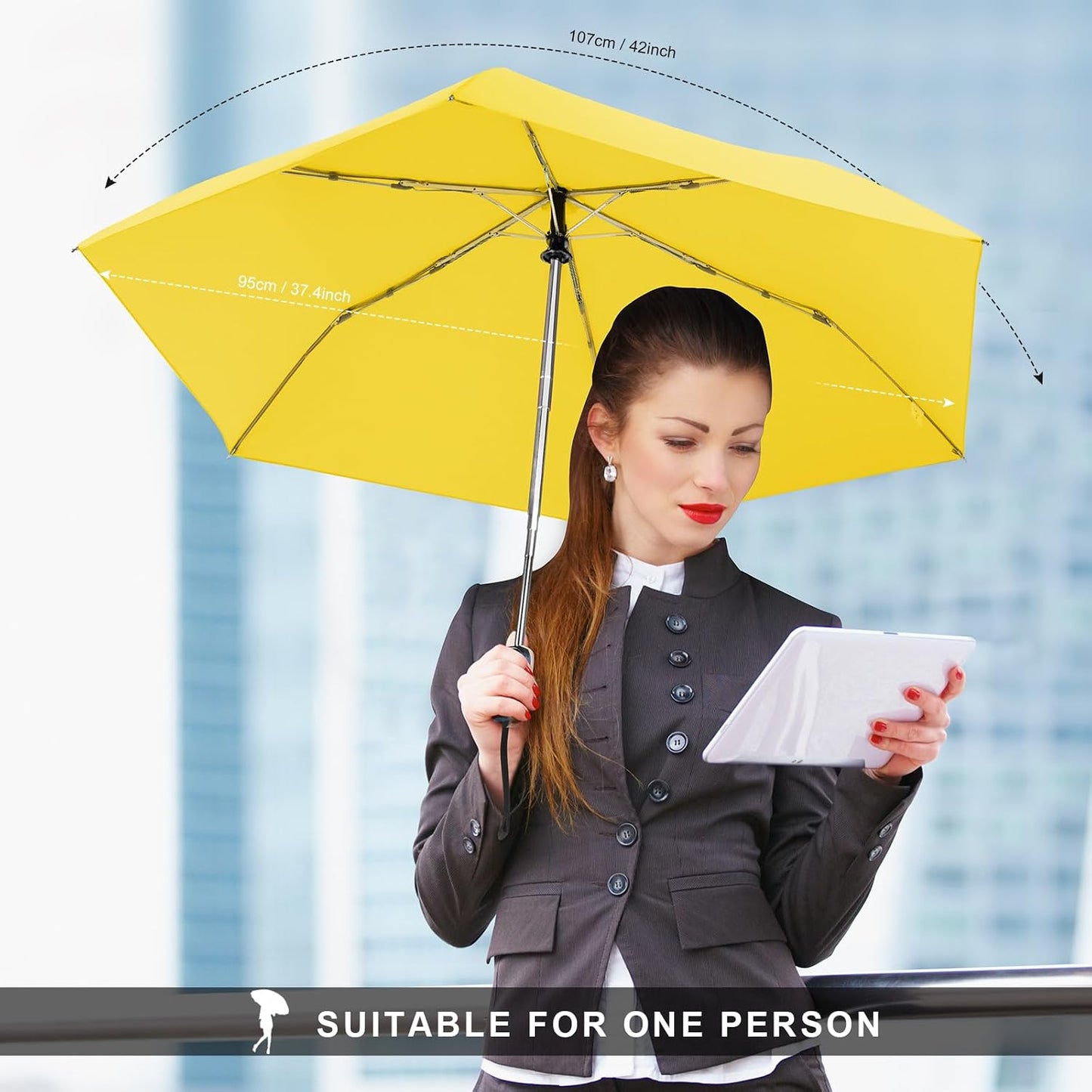Automatic Lightweight Travel Flat Umbrella Compact Folding for Pocket | 42 inch arc automatic open close compact pocket size lightweight carry for backpack，travel/commute and light rain