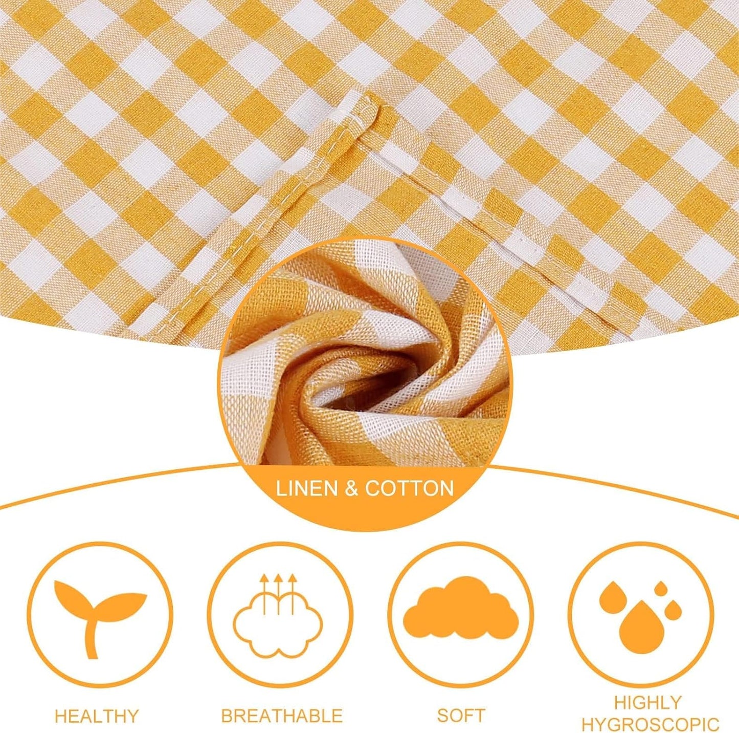 Yellow White Buffalo Plaid Cloth Napkins Set of 6, 18 x 18 Inches Washable Table Napkins, Reusable Gingham Cloth Dinner Napkins for Wedding, Parties, Thanksgiving, Christmas, Dining Celebration
