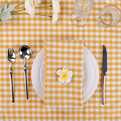 Yellow White Buffalo Plaid Cloth Napkins Set of 6, 18 x 18 Inches Washable Table Napkins, Reusable Gingham Cloth Dinner Napkins for Wedding, Parties, Thanksgiving, Christmas, Dining Celebration