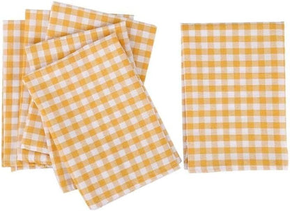 Yellow White Buffalo Plaid Cloth Napkins Set of 6, 18 x 18 Inches Washable Table Napkins, Reusable Gingham Cloth Dinner Napkins for Wedding, Parties, Thanksgiving, Christmas, Dining Celebration