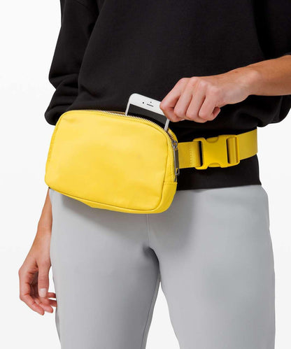Waist Belt Bag for Women Lulu Dupes Mini Small Crossbody Purse Sling Bag Cute Fashion Waterproof Fanny Pack Over The Shoulder Bags Fashionable Travel Running Belt Pouch Bum Bag Yellow
