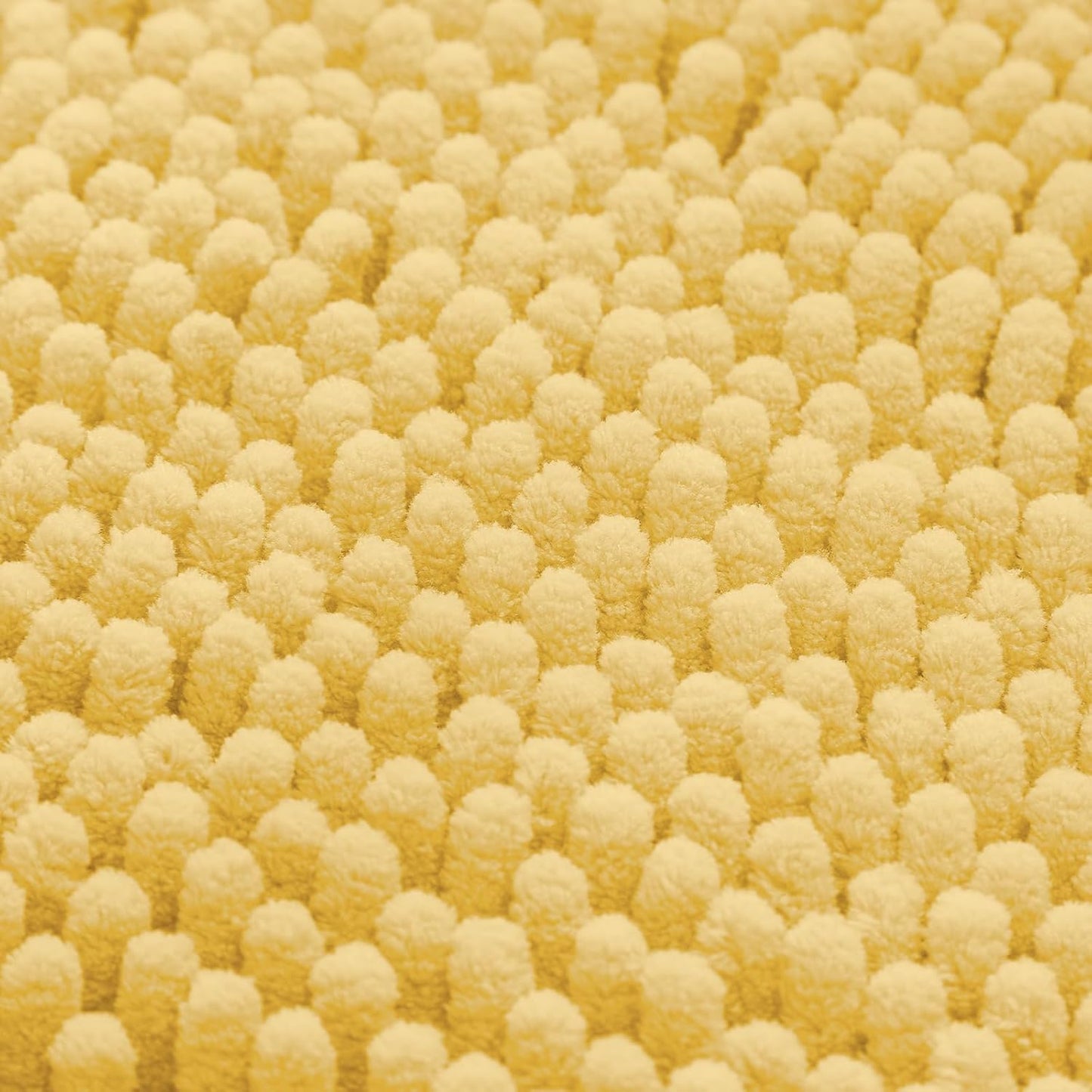 3 Pieces Bathroom Rugs, Ultra Soft Non Slip Absorbent Chenille Toilet Bath Mat Set (Yellow)