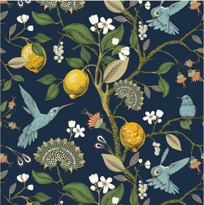 Blue Bird Fresh Lemon Tree Peel and Stick Wallpaper Removable Self Adhesive Wall Mural Wall Decor, 14.5 Square Ft/Roll