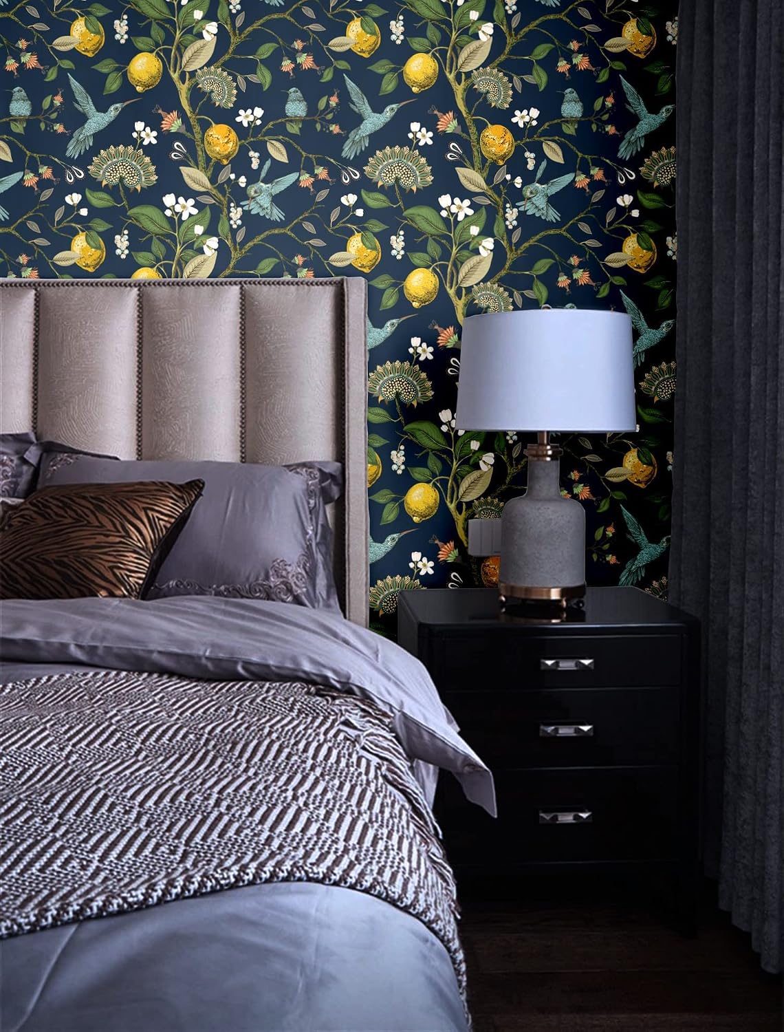Blue Bird Fresh Lemon Tree Peel and Stick Wallpaper Removable Self Adhesive Wall Mural Wall Decor, 14.5 Square Ft/Roll