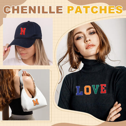 2 Pcs Chenille Letter Patches, 4.7" Sew on Letter A Iron on Patches Large Alphabet Embroidered Appliques for Clothes Bags Hats DIY Craft Supplies, Yellow